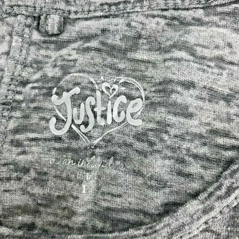 Justice Girls Tee T-Shirt Heathered Colorful Lightning Bolt Long Sleeve Sz 12